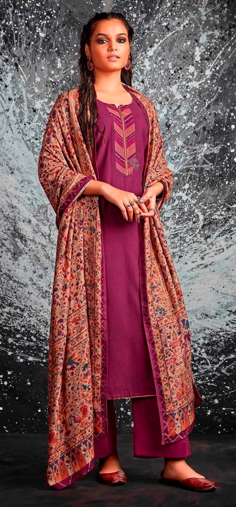 Pink Fine Pashmina with Shawl Dress Material EL09B - Ethnic's By Anvi Creations