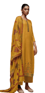 Mustard Yellow Fine Pashmina with Shawl Dress Material S1197B - Ethnic's By Anvi Creations
