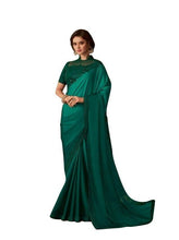 Load image into Gallery viewer, Exclusive Green Chiffon Silk Embroidered Saree with Designer Blouse AC603-Anvi Creations-Designer Saree