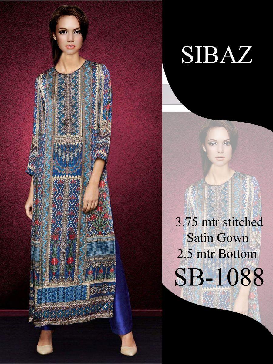 Designer Pakistani Replica Pure Satin Digital Printed Long Gown Size XL SB1088-Anvi Creations-Partywear Gown