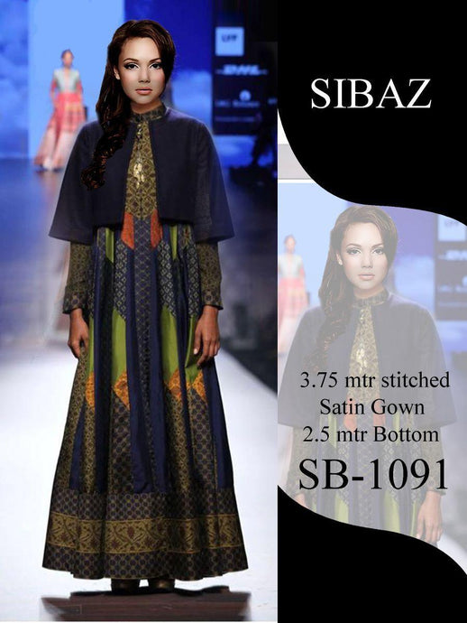Designer Pakistani Replica Pure Satin Digital Printed Long Gown Size XL SB1091-Anvi Creations-Partywear Gown