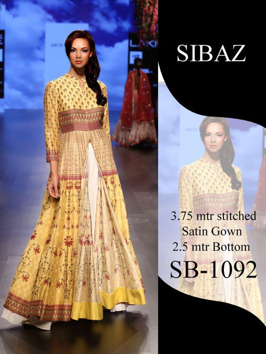 Designer Pakistani Replica Pure Satin Digital Printed Long Gown Size XL SB1092-Anvi Creations-Partywear Gown