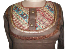 Charger l&#39;image dans la galerie, Brown Cotton Stitched Top Dress Size 40 SC501-Anvi Creations-Kurta,Kurti,Top,Tunic