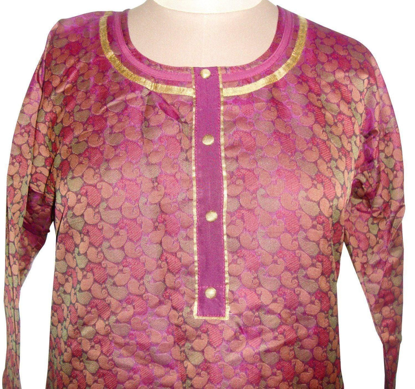 Purple Cotton Jequard  Stitched Kurta dress Size 44 SC504-Anvi Creations-Kurta,Kurti,Top,Tunic