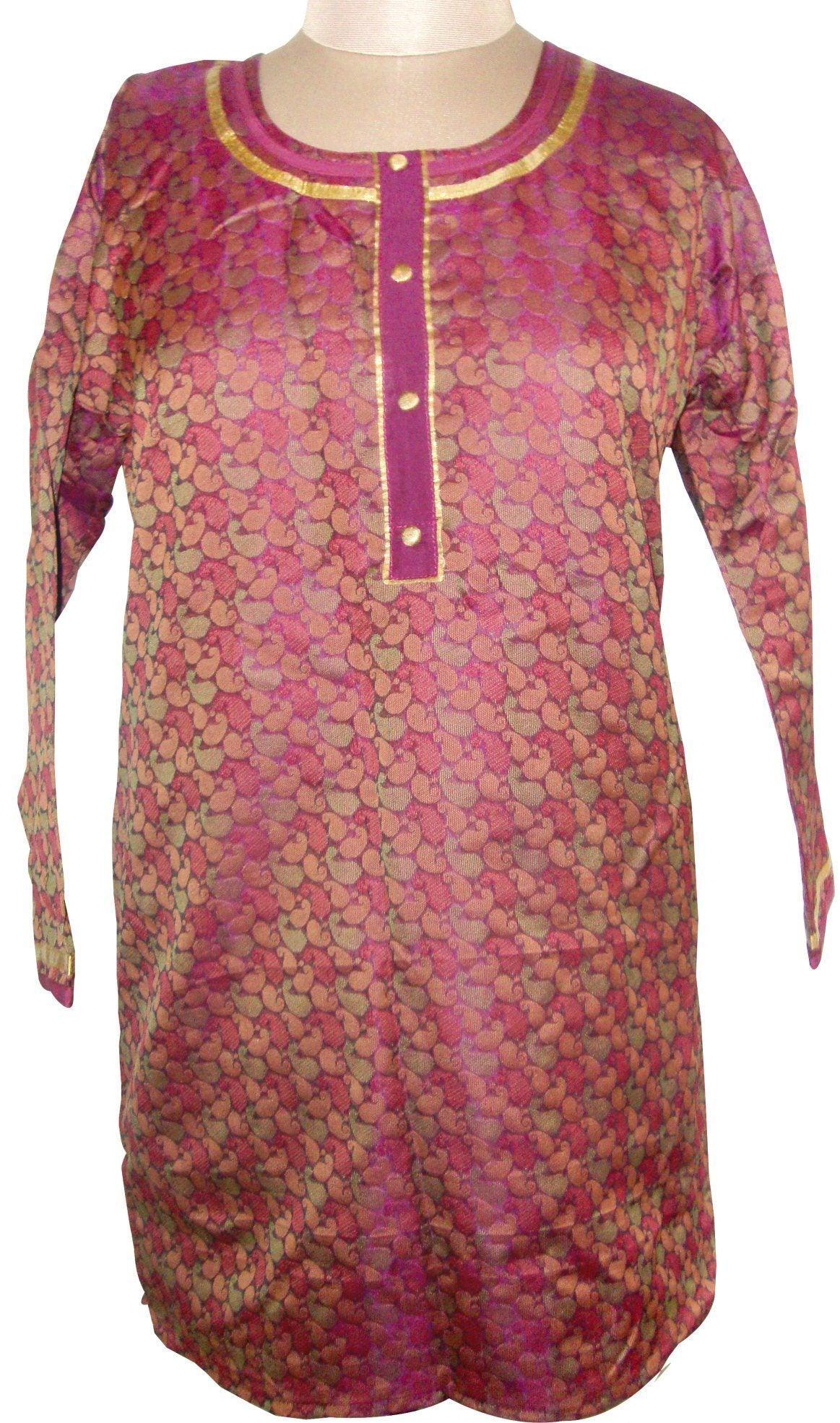 Purple Cotton Jequard  Stitched Kurta dress Size 44 SC504-Anvi Creations-Kurta,Kurti,Top,Tunic
