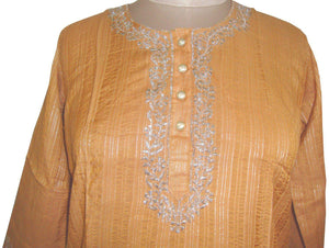 Brown Cotton Stitched Kurta Dress Size 44 SC522-Anvi Creations-Kurta,Kurti,Top,Tunic