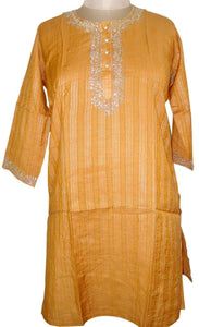 Brown Cotton Stitched Kurta Dress Size 44 SC522-Anvi Creations-Kurta,Kurti,Top,Tunic