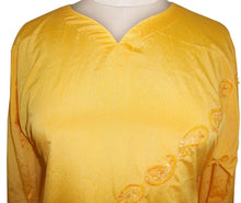 Charger l&#39;image dans la galerie, Yellow Faux Crepe Lined Stitched Kurta Dress Size 44 SC527-Anvi Creations-Kurta,Kurti,Top,Tunic