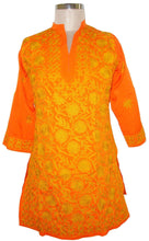 Load image into Gallery viewer, Orange Kamas Crepe Kurti Dress Size 40 SC562-Anvi Creations-Kurta,Kurti,Top,Tunic