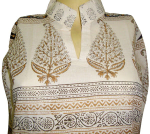 Off White cotton Stitched Kurta Dress Size 36 SC569-Anvi Creations-Kurta,Kurti,Top,Tunic