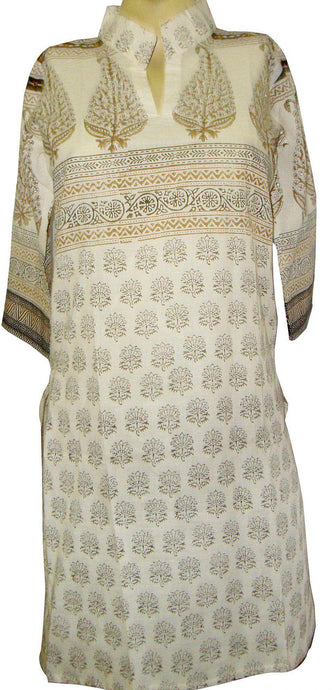Off White cotton Stitched Kurta Dress Size 36 SC569-Anvi Creations-Kurta,Kurti,Top,Tunic
