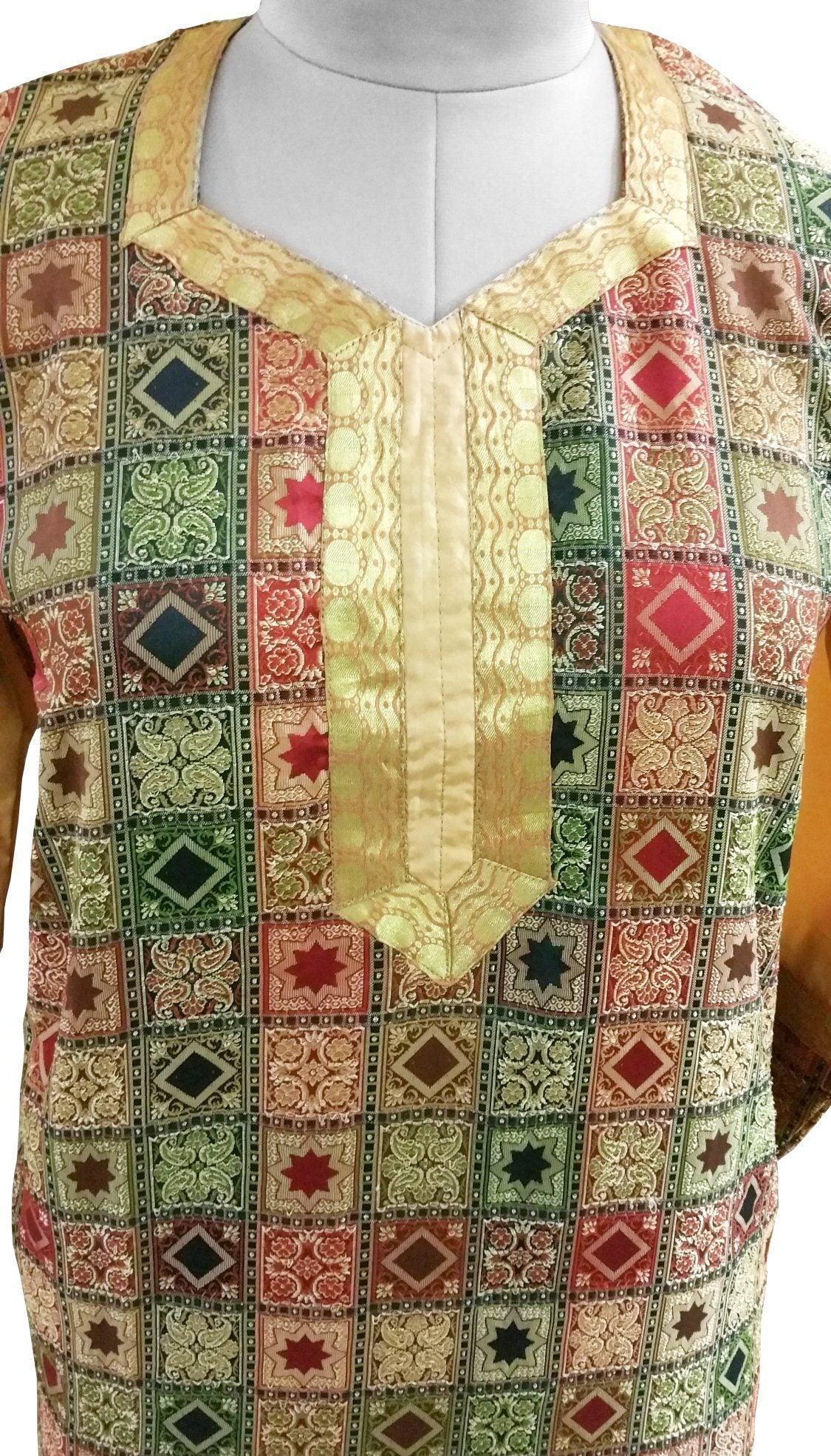 Multi Cotton Jequard weave Stitched Kurta Dress Size 42 SC611-Anvi Creations-Kurta,Kurti,Top,Tunic