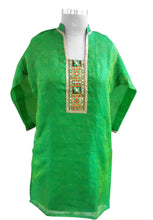 Load image into Gallery viewer, Green Chanderi with lining Stitched Kurta Dress Size 46 SC612-Anvi Creations-Kurta,Kurti,Top,Tunic