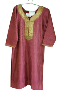 Onion Pink Cotton Silk  Stitched Kurta Dress Size 38 SC713-Anvi Creations-Kurta,Kurti,Top,Tunic