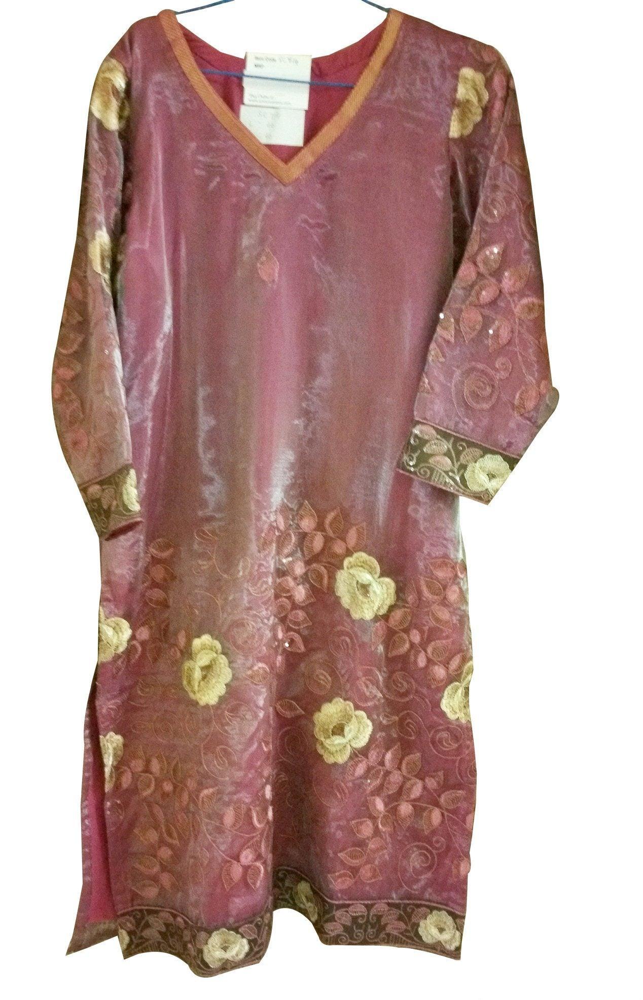 Pink Onion Tissue Stitched Kurta Dress Size 38 SC714-Anvi Creations-Kurta,Kurti,Top,Tunic