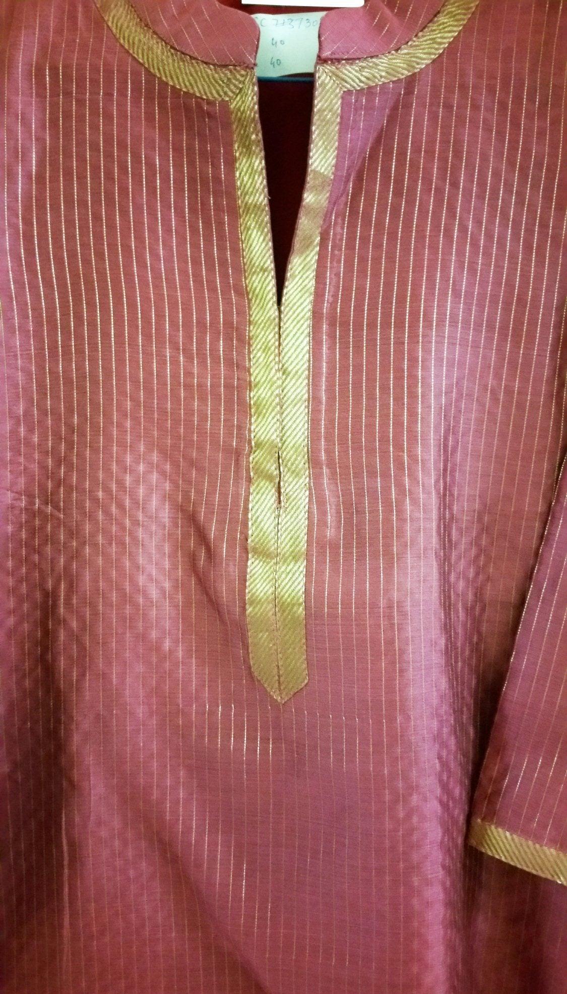 Onion Pink Lurex Cotton Silk Stitched Kurta Size 38 SC730-Anvi Creations-Kurta,Kurti,Top,Tunic