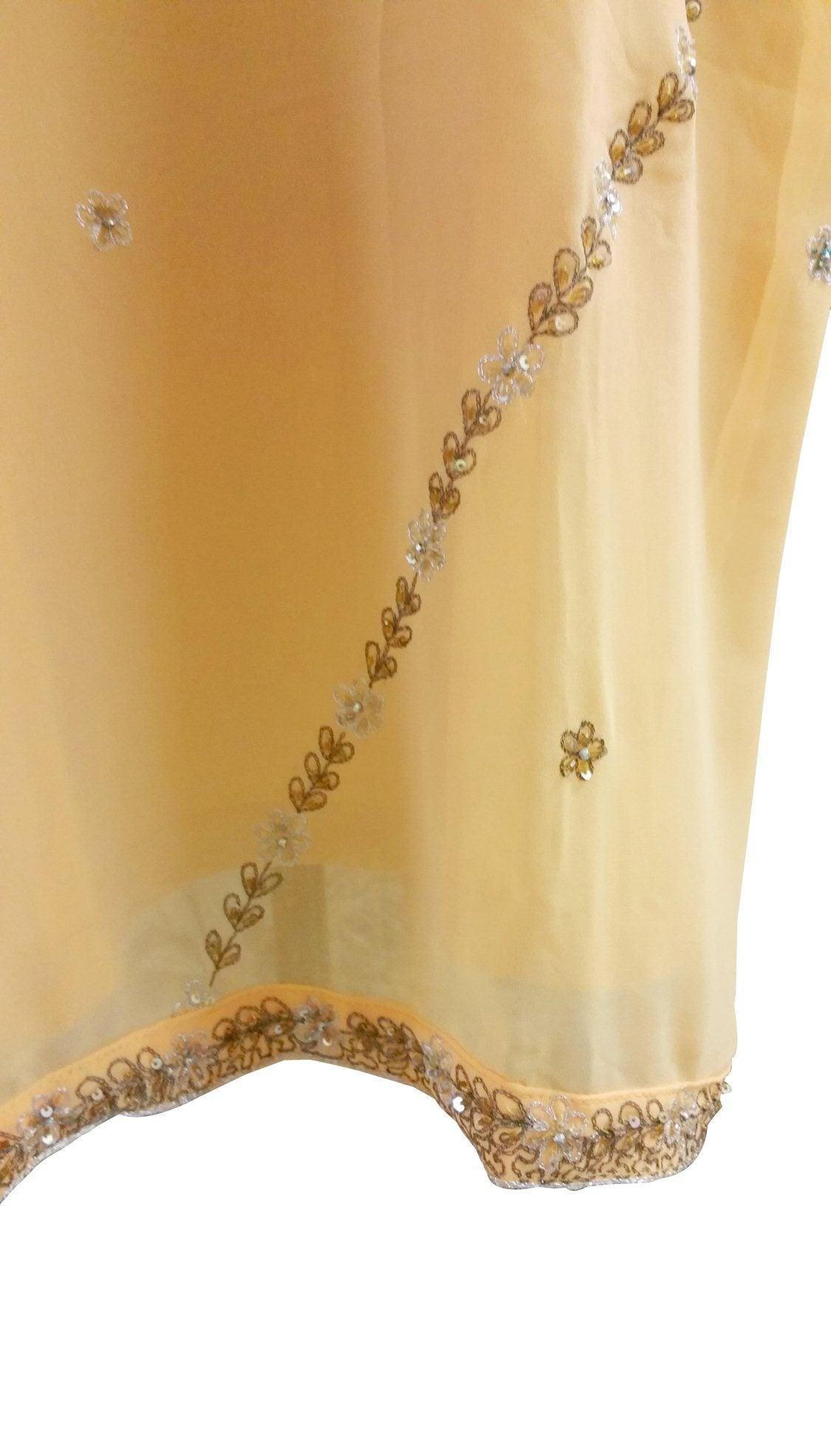 Peach Chiffon with lining Semi-Stitched Kurta  Dress Size 42 SC 802-Anvi Creations-Kurta,Kurti,Top,Tunic