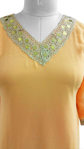 Peach Chiffon with lining Stitched Kurta Dress Size 42 SC812-Anvi Creations-Kurta,Kurti,Top,Tunic