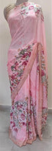 Load image into Gallery viewer, Rose Pink Floral Printed Georgette Saree with Blouse SF02 - Ethnic&#39;s By Anvi Creations
