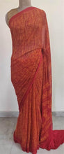 Load image into Gallery viewer, Rust Red Floral Printed Georgette Saree with Blouse SF08 - Ethnic&#39;s By Anvi Creations