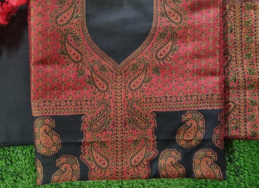 Black Fine Pashmina Kani Zari Weave Salwar Kameez Dress Material SH13 - Ethnic's By Anvi Creations