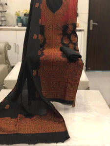 Black Fine Pashmina Kani Zari Weave Salwar Kameez Dress Material SH13 - Ethnic's By Anvi Creations