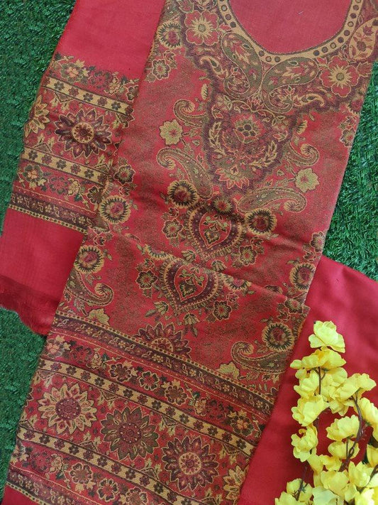 Red Fine Pashmina Kani Weave Salwar Kameez Dress Material SH15 - Ethnic's By Anvi Creations