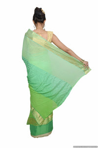 Designer Zari Border Green Silk Chiffon Saree SP06-Anvi Creations-Boutique Saree