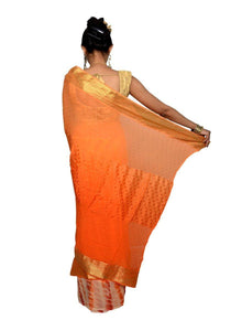 Designer Orange Silk Chiffon Zari Border Saree SP08-Anvi Creations-Boutique Saree
