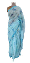 Charger l&#39;image dans la galerie, Organza Blue Floral Border Work Saree SP20-Anvi Creations-Boutique Saree