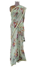 Load image into Gallery viewer, Organza Green Floral Embellished Saree SP21-Anvi Creations-Boutique Saree
