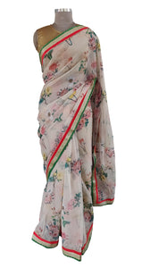 Organza Peach Floral Printed Embellished Saree SP22-Anvi Creations-Boutique Saree