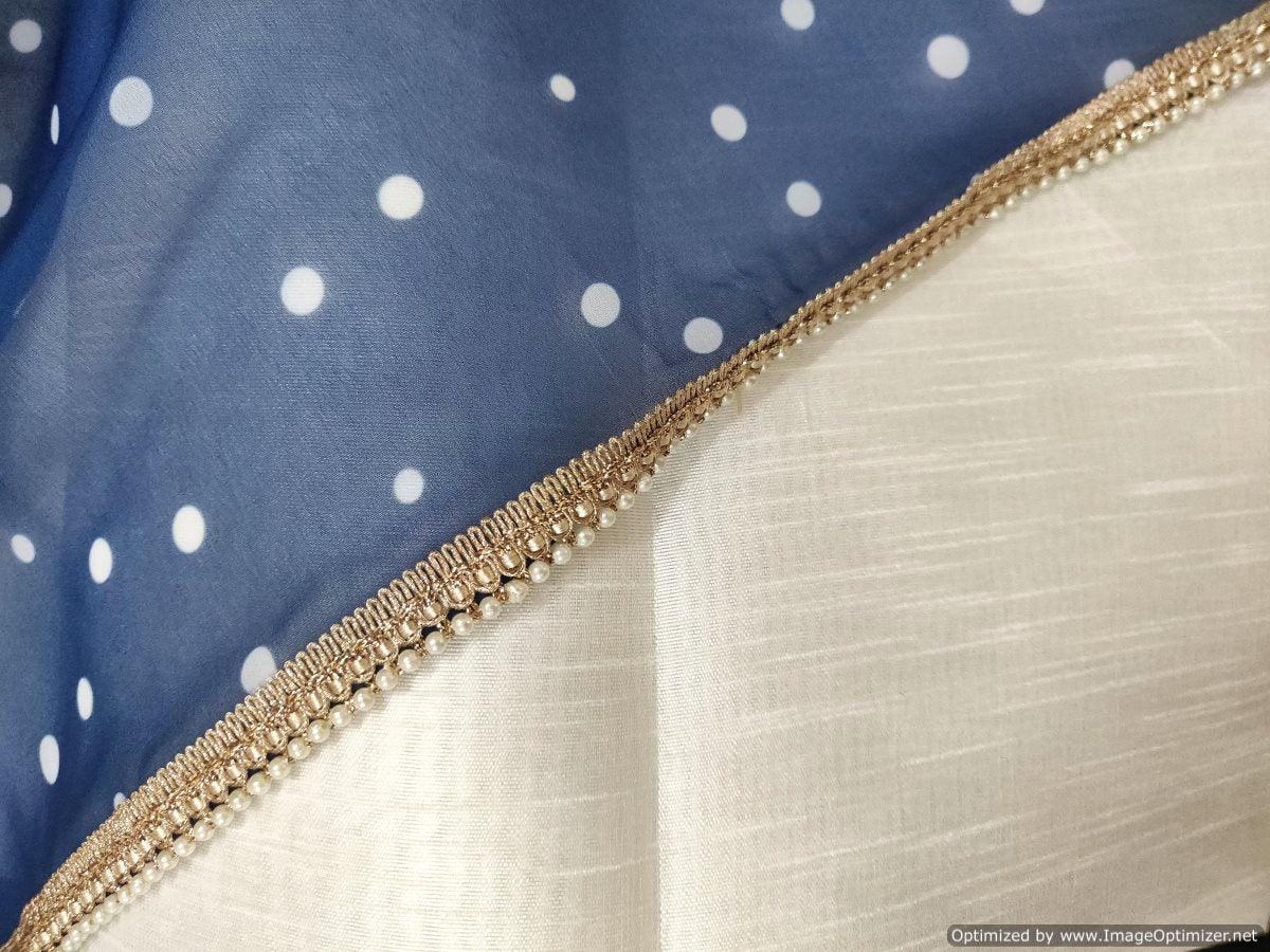 Designer Georgette Blue Polka Dot Printed Pearl Lacer Saree SP24 - Ethnic's By Anvi Creations
