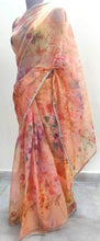 Charger l&#39;image dans la galerie, Designer Peach Organza Printed Pearl Lacer Saree SP27 - Ethnic&#39;s By Anvi Creations