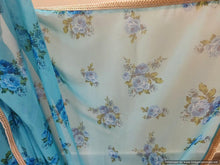 Load image into Gallery viewer, Designer Georgette Blue Floral Printed Pearl Lacer Saree SP29 - Ethnic&#39;s By Anvi Creations