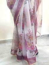 Charger l&#39;image dans la galerie, Designer Organza Onion Pink Printed Pearl Lacer Saree SP30 - Ethnic&#39;s By Anvi Creations