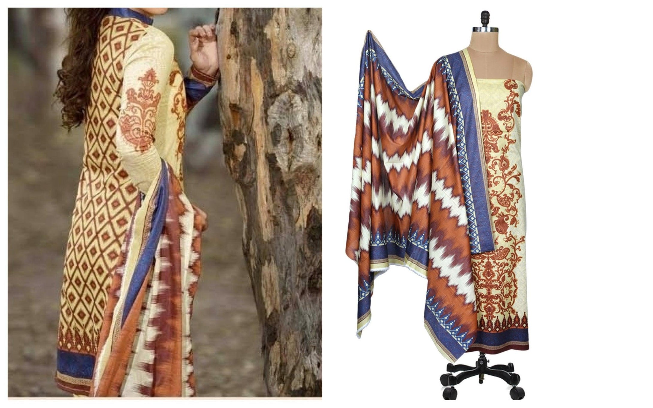 Designer Original Pakistani Sana Samia Brown Lawn Cotton Dress material SSL6B-Anvi Creations-Lawn Cotton Suit,Pakistani Suits