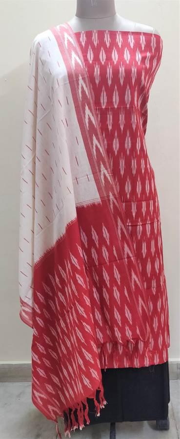 Pochampally Single Ikkat Red Cotton Dress Material SVIK01 - Ethnic's By Anvi Creations