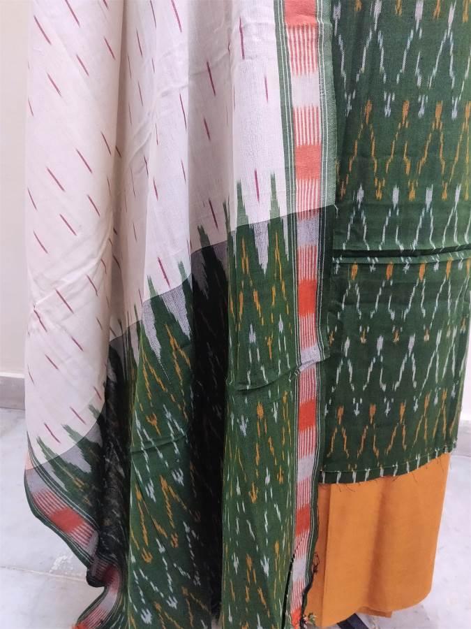Pochampally Single Ikkat Green Cotton Dress Material SVIK03 - Ethnic's By Anvi Creations