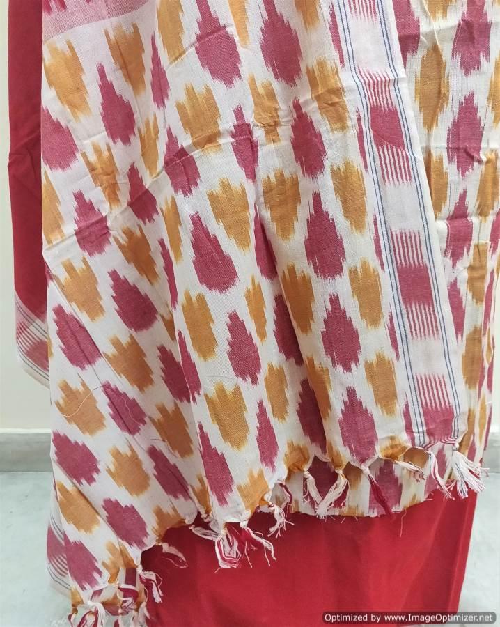 Pochampally Single Ikkat Cream Cotton Dress Material SVIK04 - Ethnic's By Anvi Creations