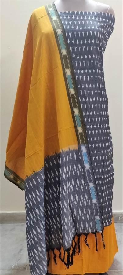 Pochampally Single Ikkat Grey Cotton Dress Material SVIK05 - Ethnic's By Anvi Creations