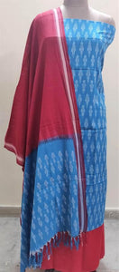 Pochampally Single Ikkat Blue Cotton Dress Material SVIK06 - Ethnic's By Anvi Creations