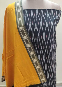 Pochampally Single Ikkat Black Cotton Dress Material SVIK08 - Ethnic's By Anvi Creations