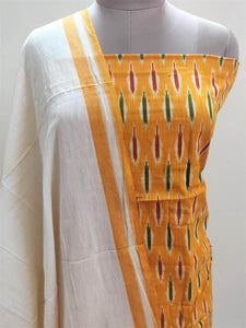 Pochampally Single Ikkat Yellow Cotton Dress Material SVIK11 - Ethnic's By Anvi Creations