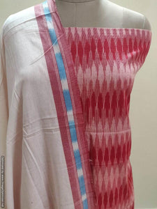 Pochampally Single Ikkat Red Cotton Dress Material SVIK12 - Ethnic's By Anvi Creations