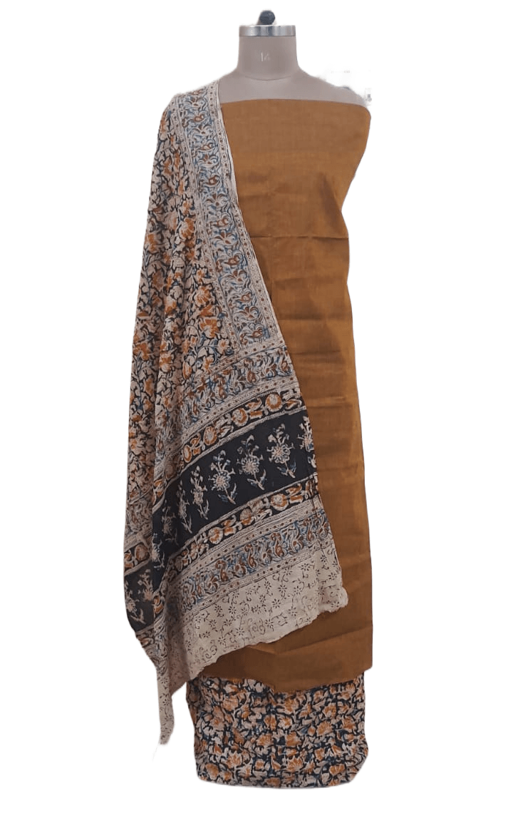 Yellow Kalamkari Salwar Kameez Dress Material - Ethnic's By Anvi Creations