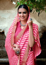 Load image into Gallery viewer, Pink Lehariya Georgette Printed Saree SAD03 - Ethnic&#39;s By Anvi Creations