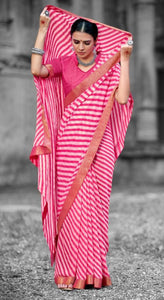 Pink Lehariya Georgette Printed Saree SAD03 - Ethnic's By Anvi Creations