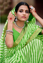 Load image into Gallery viewer, Green Lehariya Georgette Printed Saree SAD10 - Ethnic&#39;s By Anvi Creations