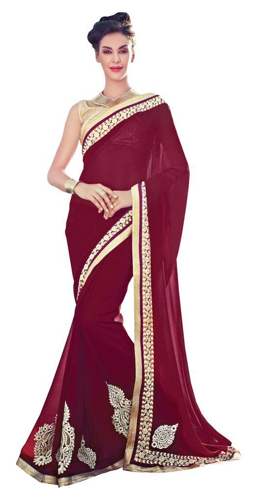 Designer Pink Georgette Exclusive Blouse Fabric Saree SC10613-Anvi Creations-Designer Saree